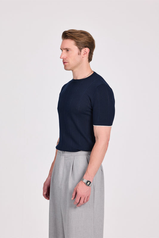 Knitted Round Neck T-Shirt