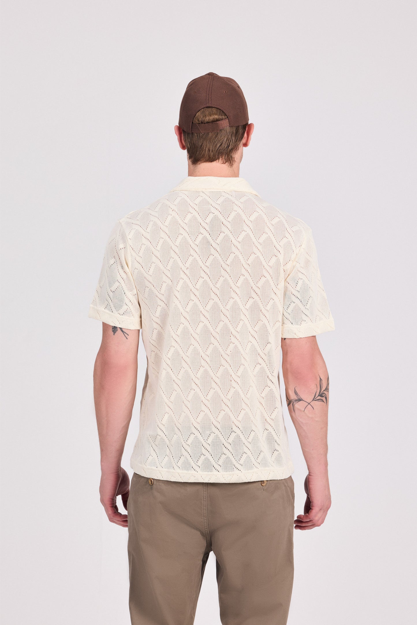 Off White Cotton Knitted Polo Shirt