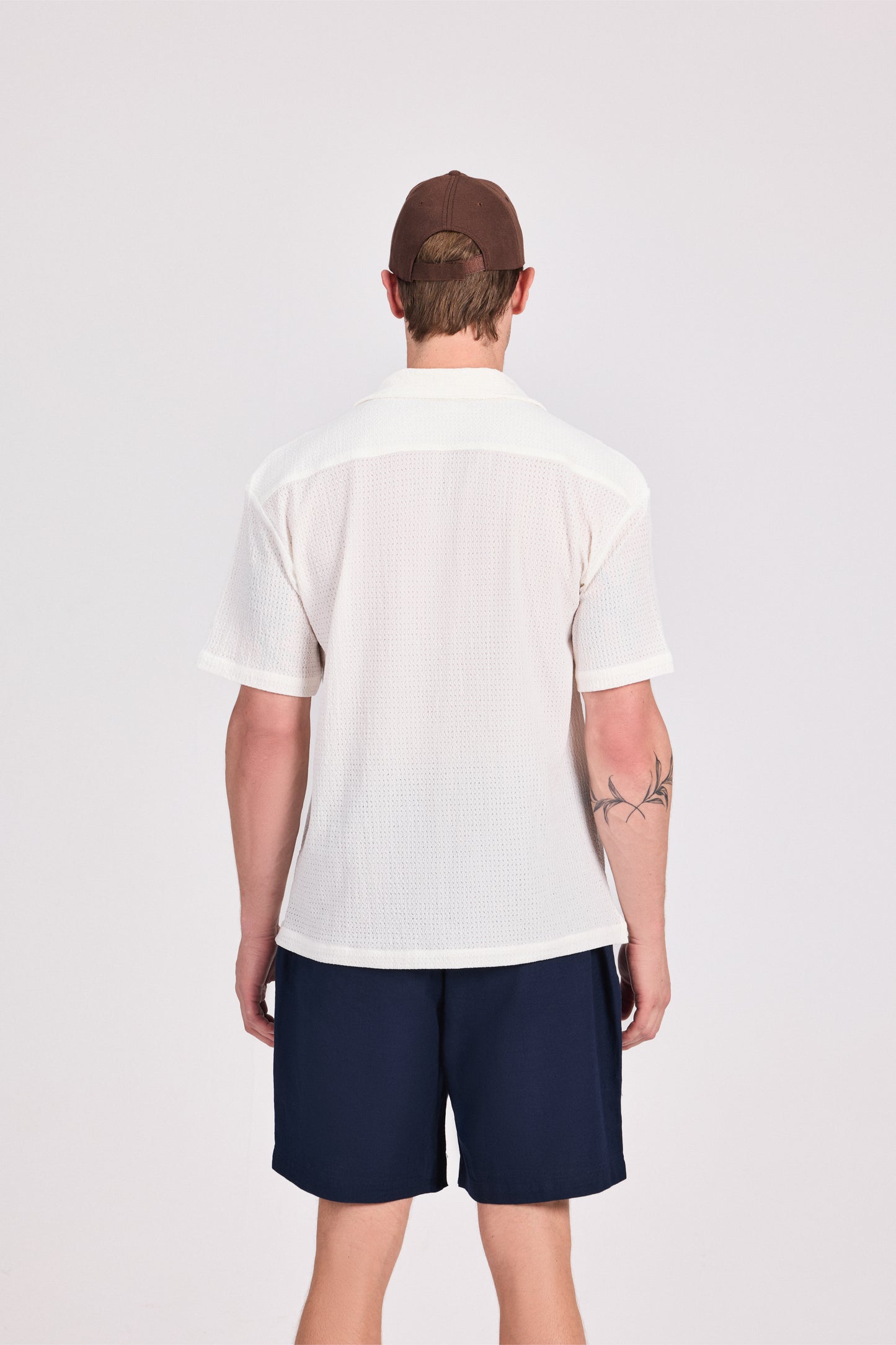 Mesh-Knit Short Sleeve Shirt