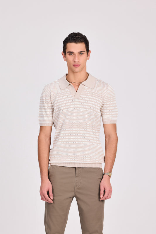 Striped Knitted Polo