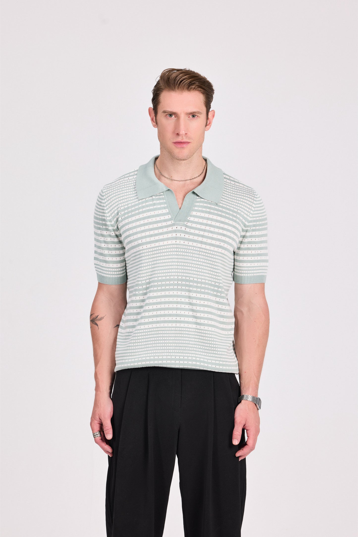 Striped Knitted Polo