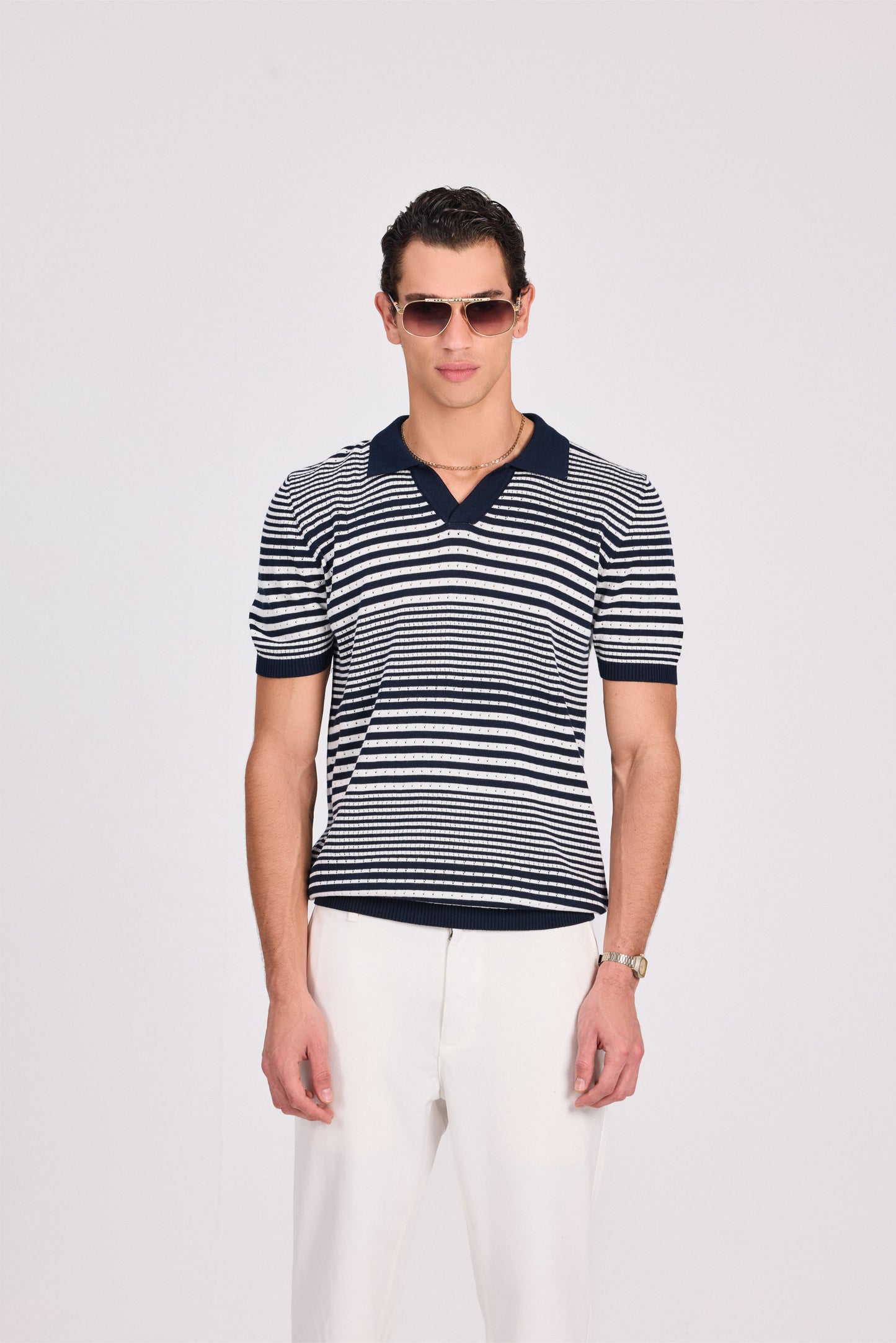 Striped Knitted Polo