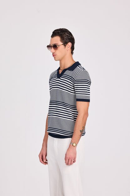 Striped Knitted Polo