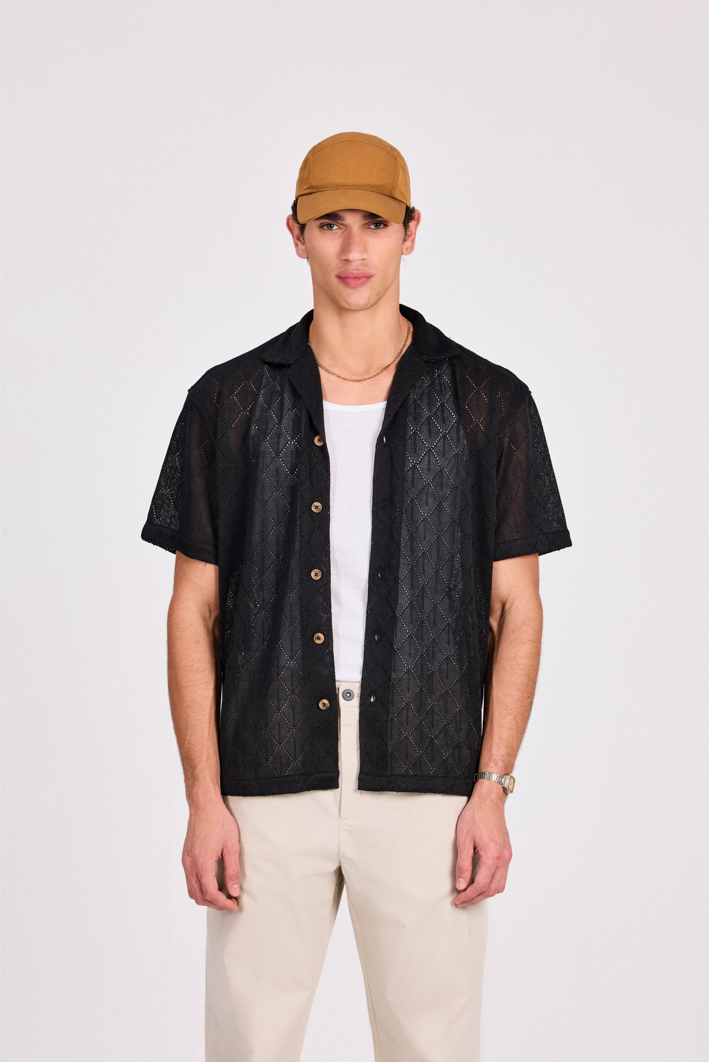 Diamond-Knit Short Sleeve Shirt