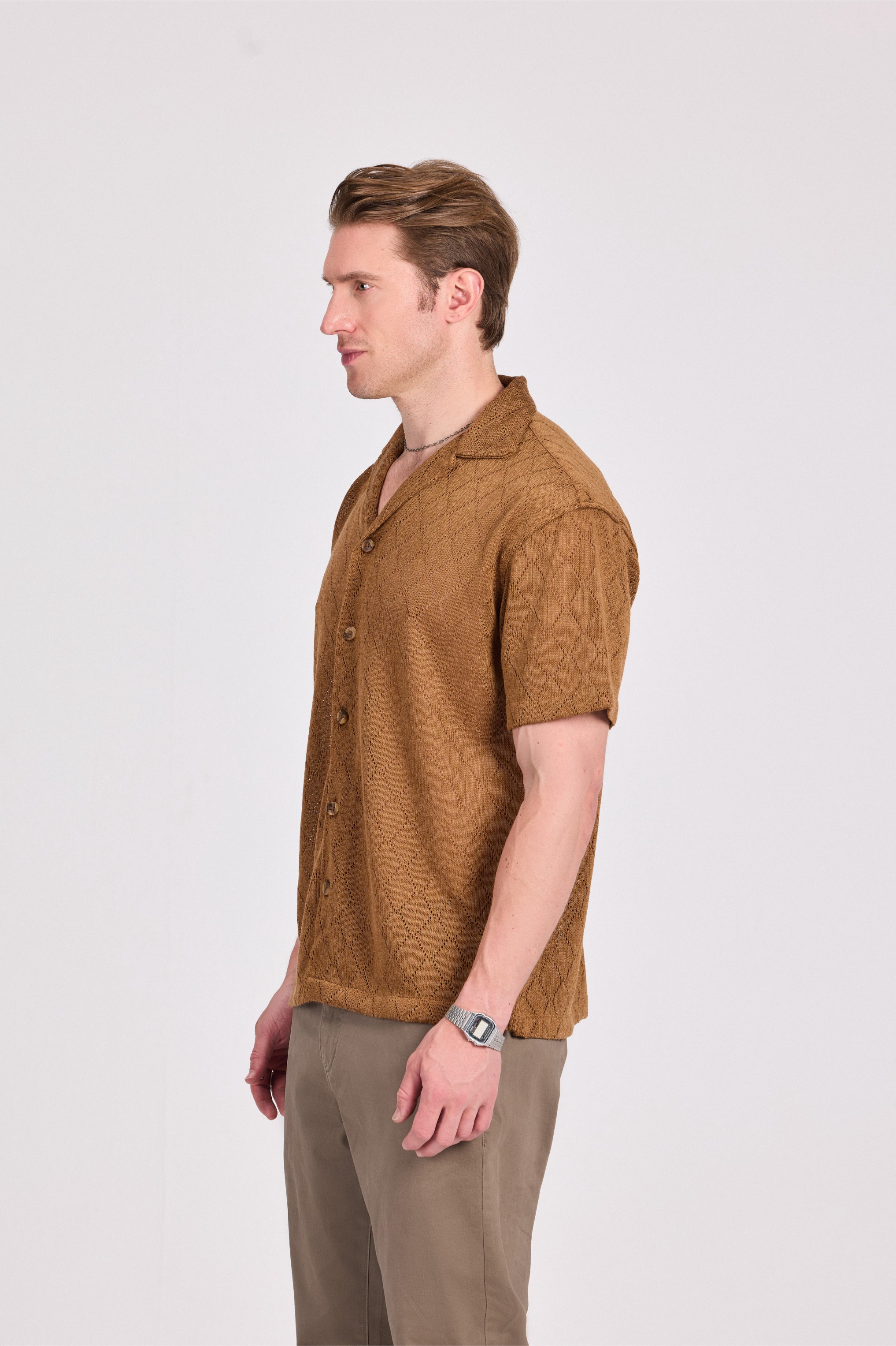 Brown Relaxed Textured Shirt