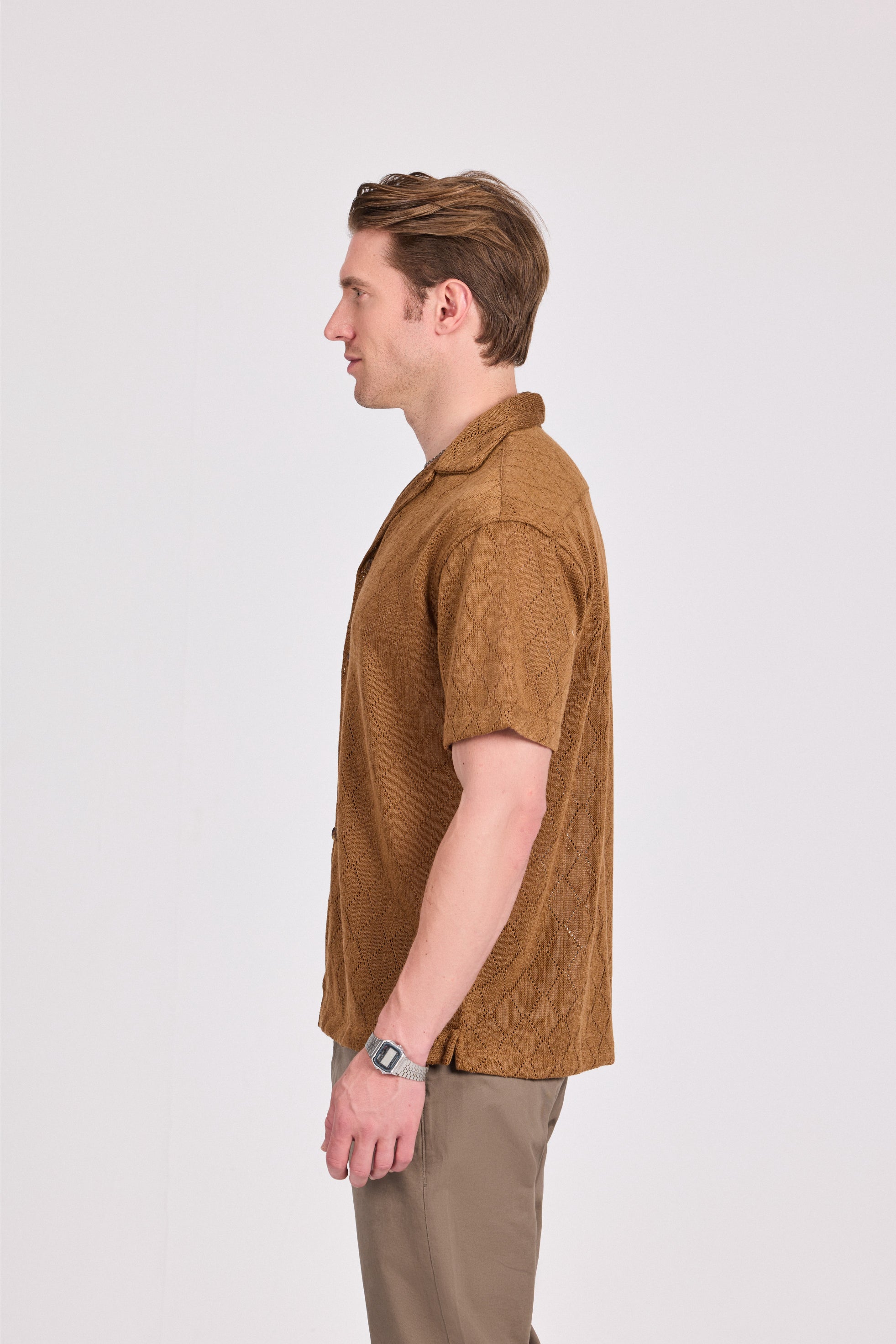 Brown Relaxed Textured Shirt