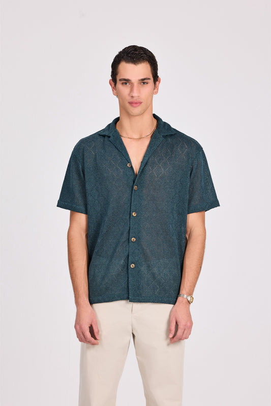 Diamond-Knit Short Sleeve Shirt