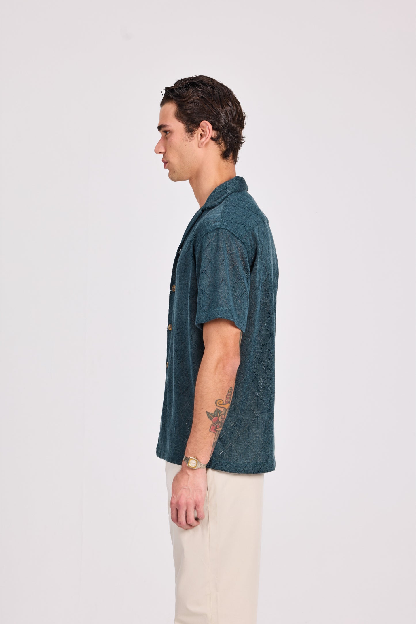 Diamond-Knit Short Sleeve Shirt