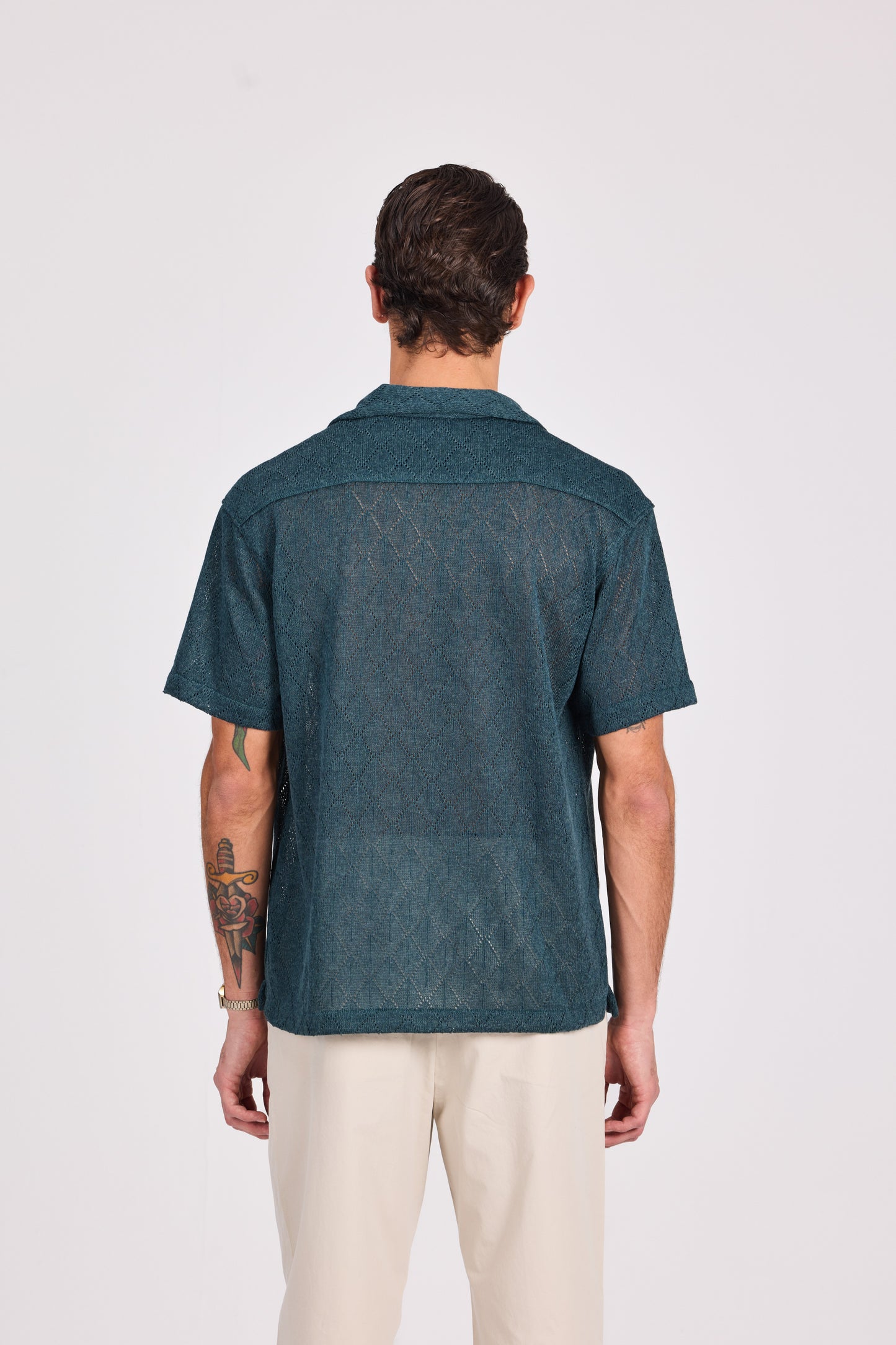 Diamond-Knit Short Sleeve Shirt