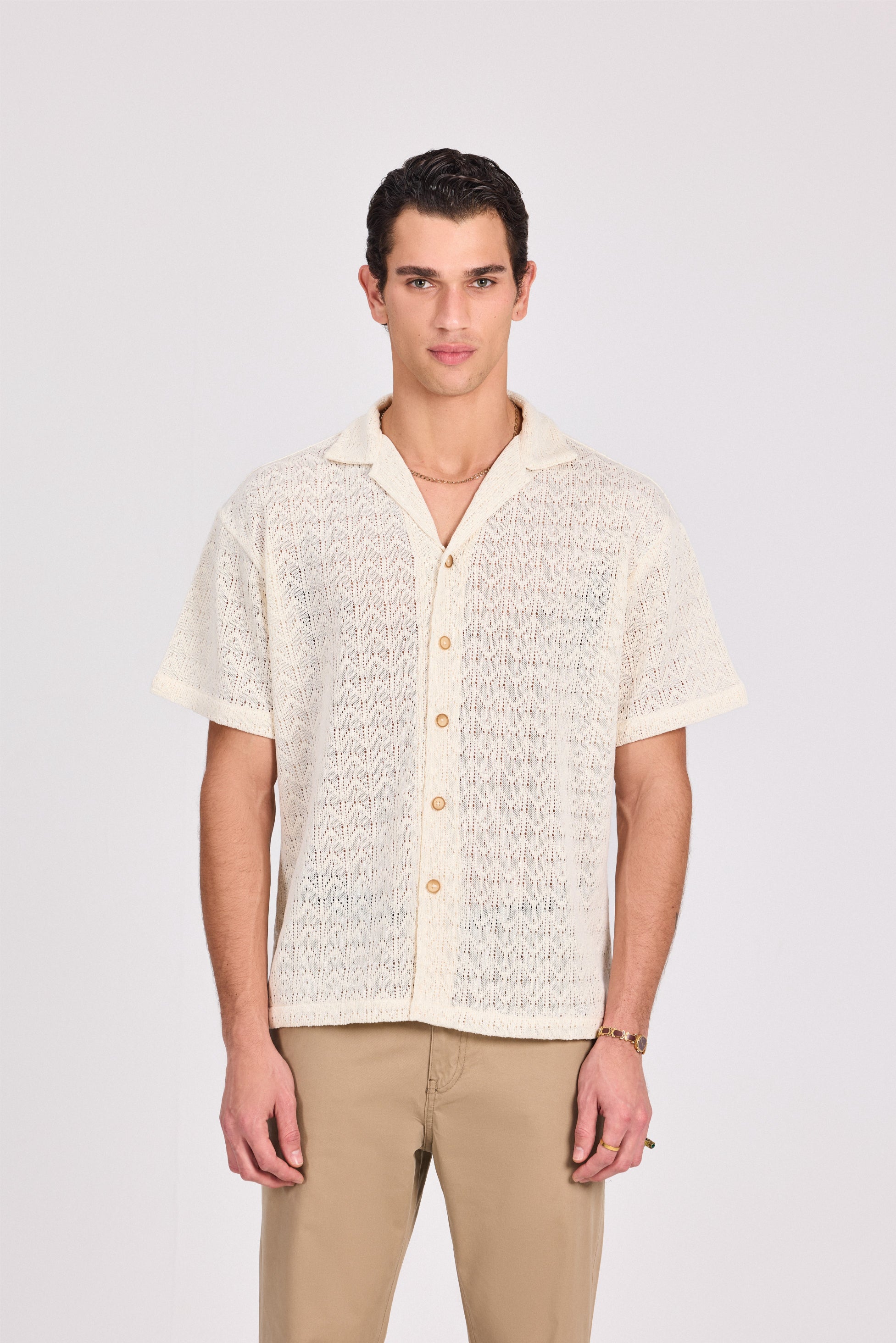 Off White Textured Shirt