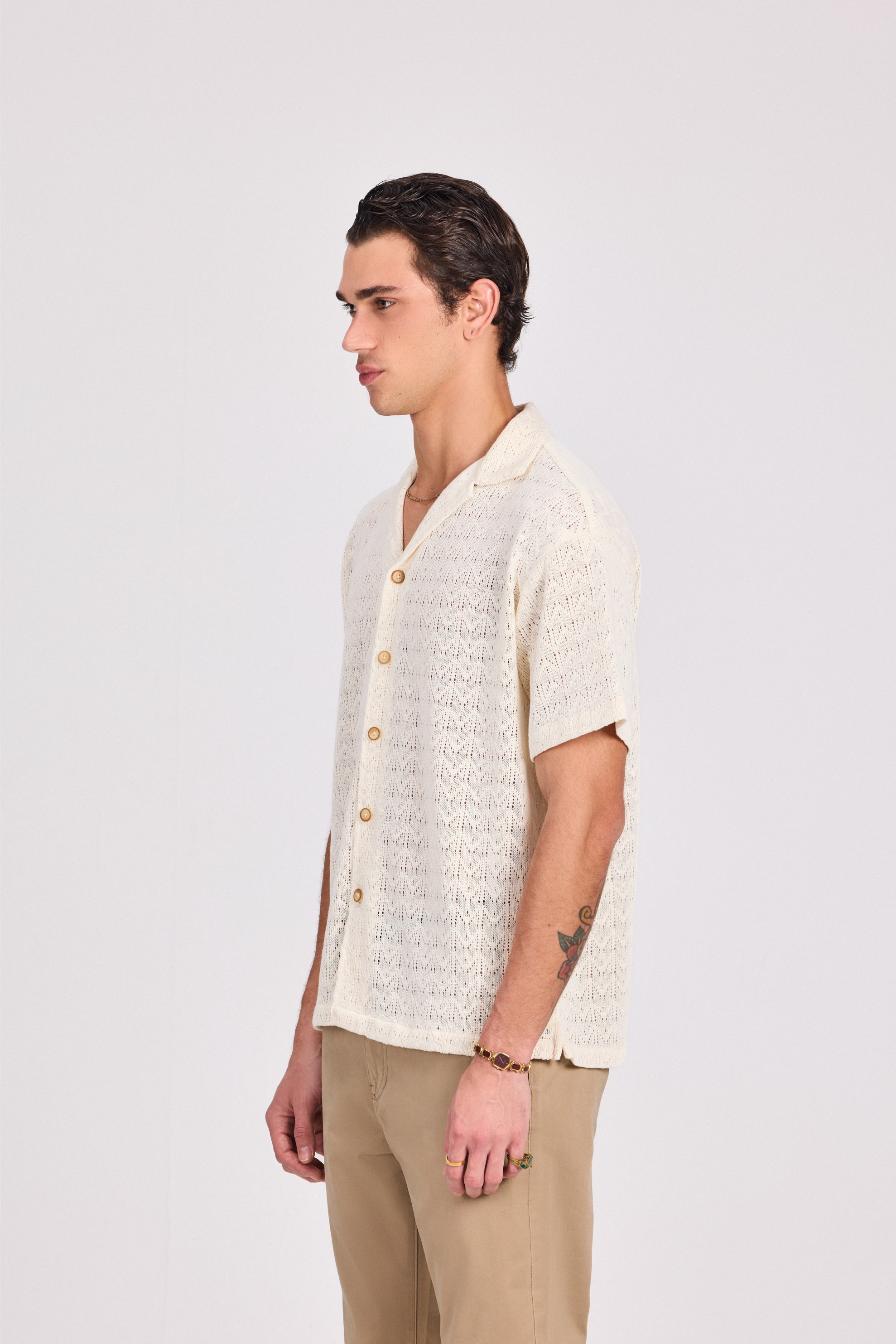 Off White Textured Shirt