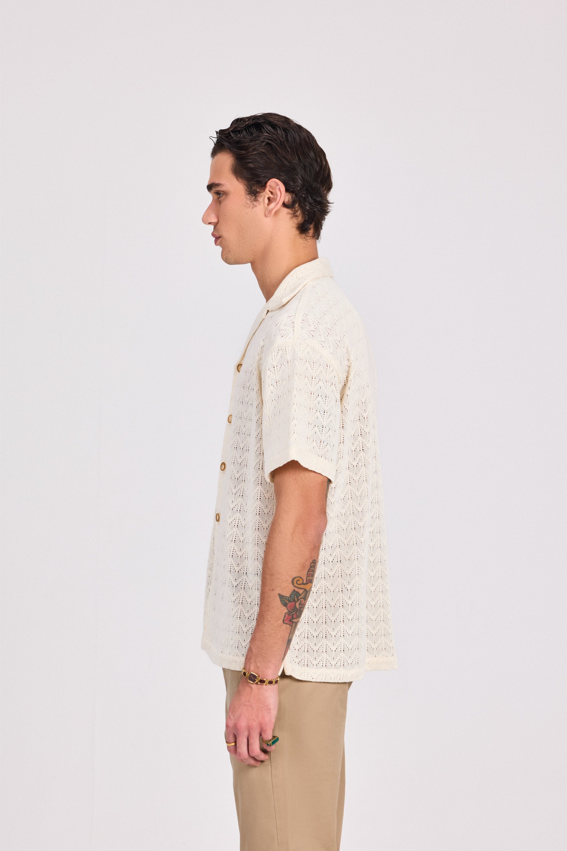 Off White Textured Shirt