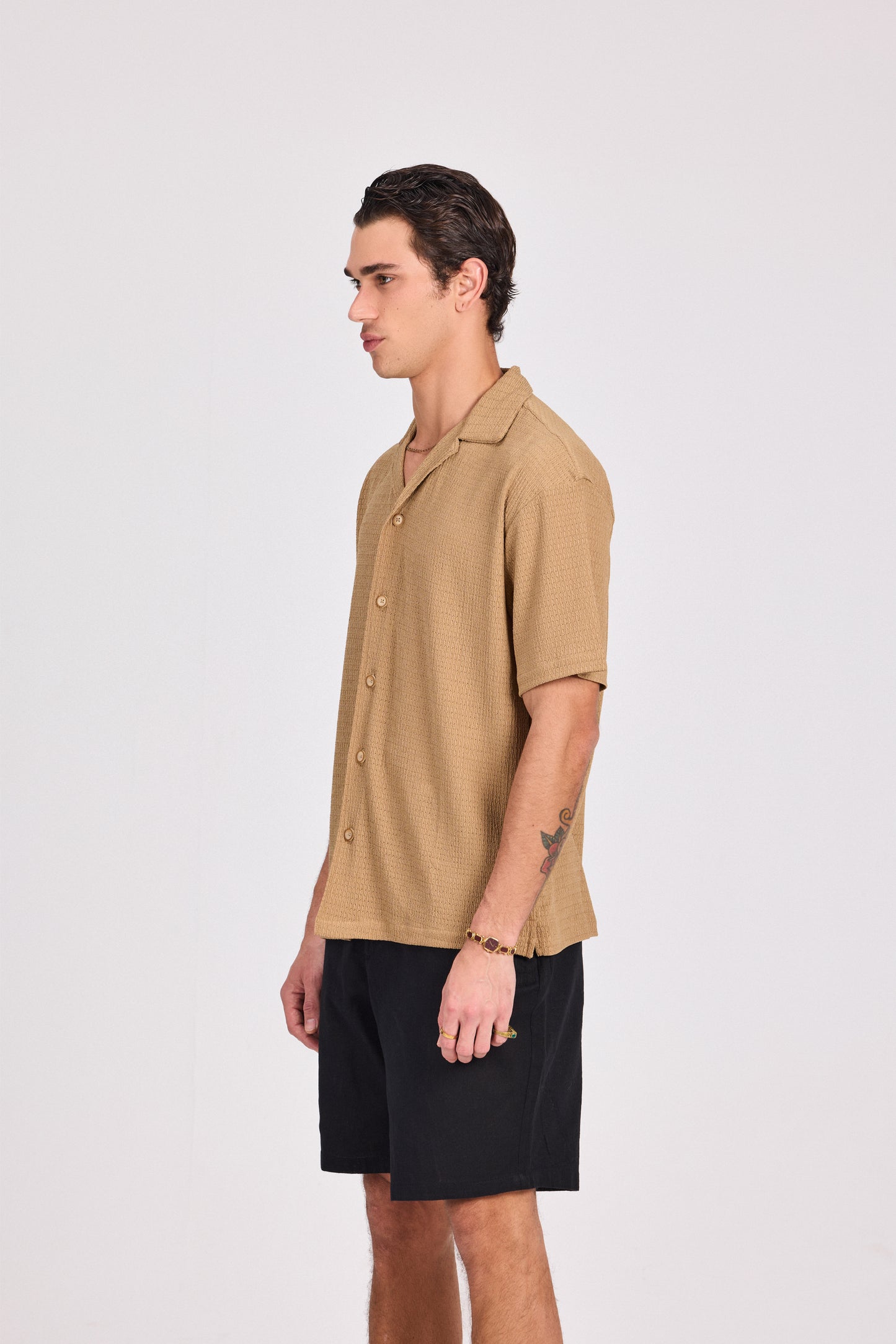 Mesh-Knit Short Sleeve Shirt