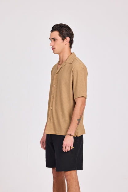 Mesh-Knit Short Sleeve Shirt