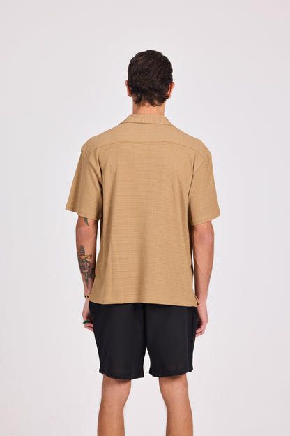 Mesh-Knit Short Sleeve Shirt