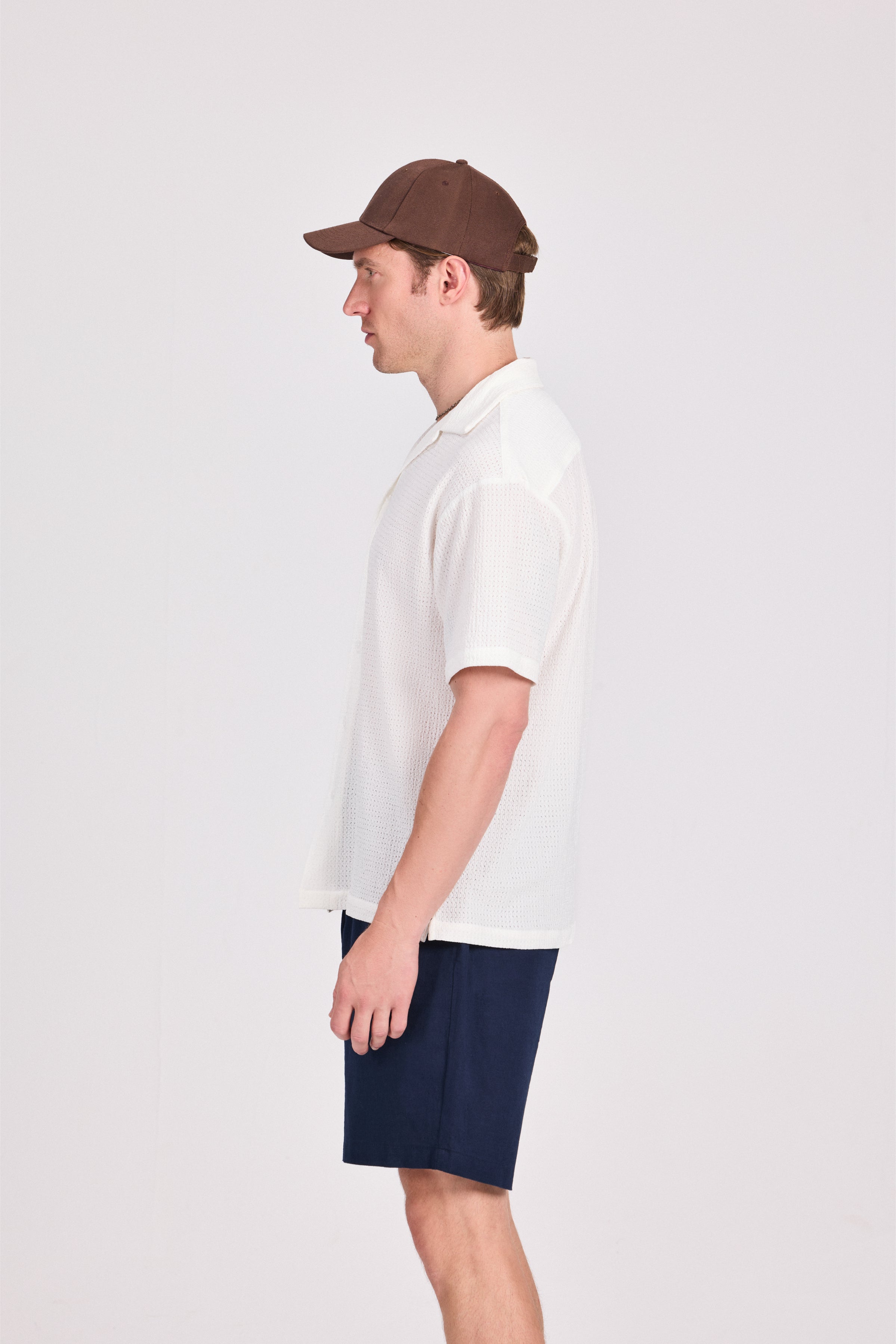 White Geometric Jacquard Shirt