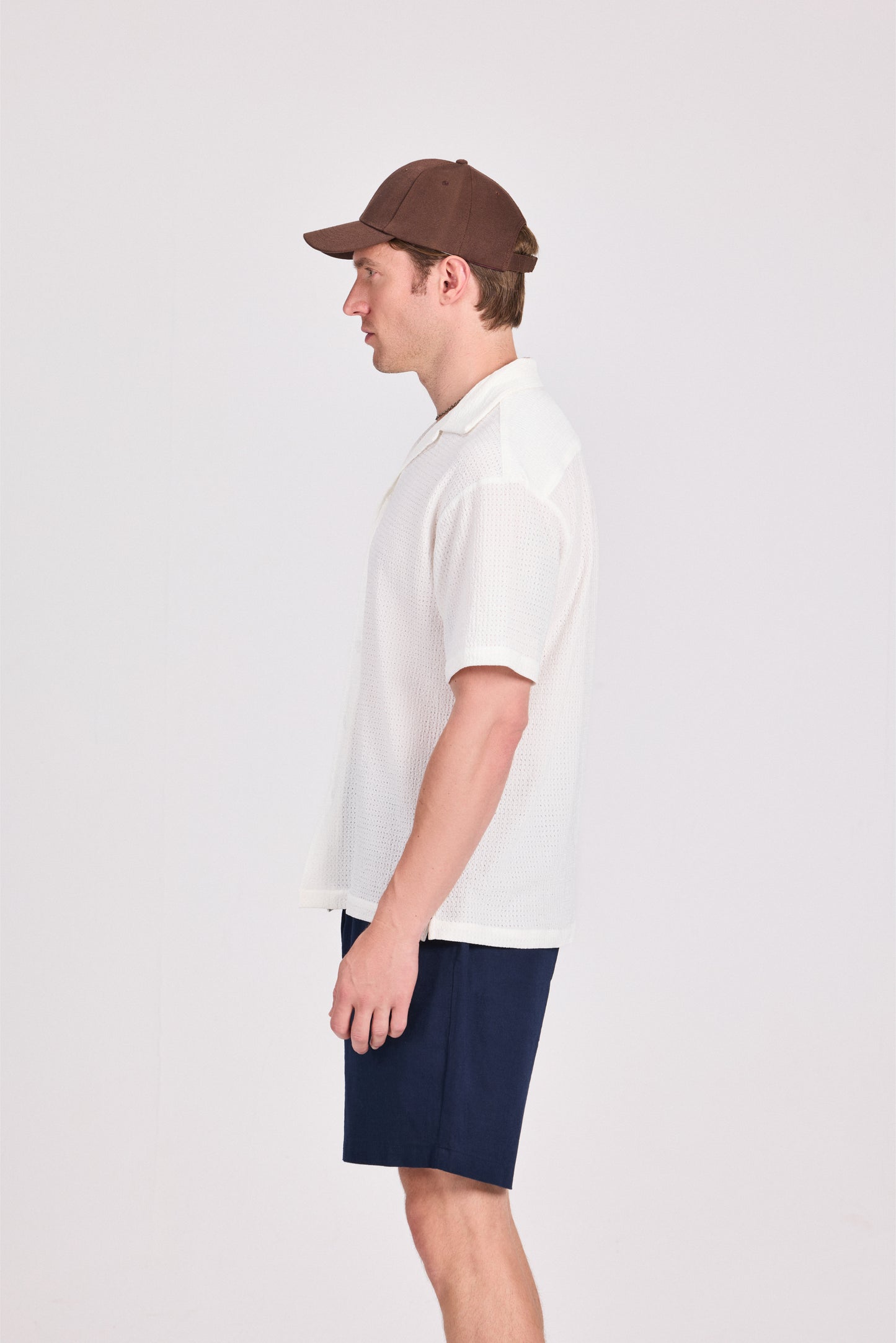 Mesh-Knit Short Sleeve Shirt