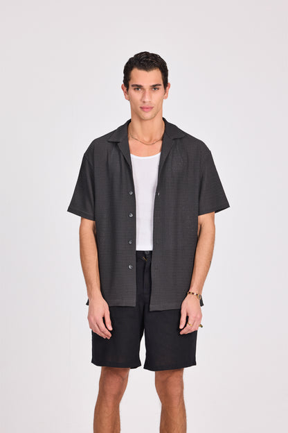 Mesh-Knit Short Sleeve Shirt