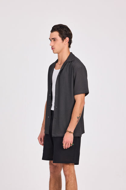 Mesh-Knit Short Sleeve Shirt