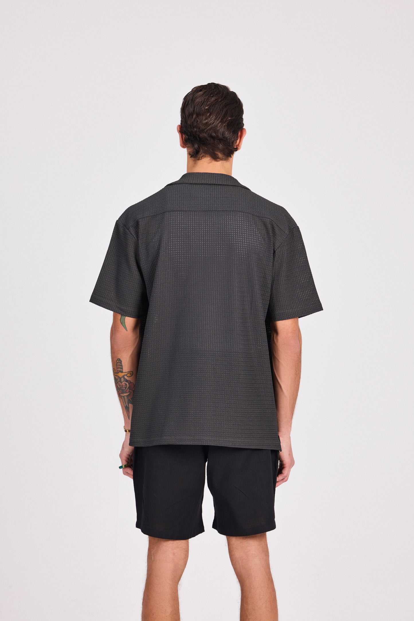 Mesh-Knit Short Sleeve Shirt
