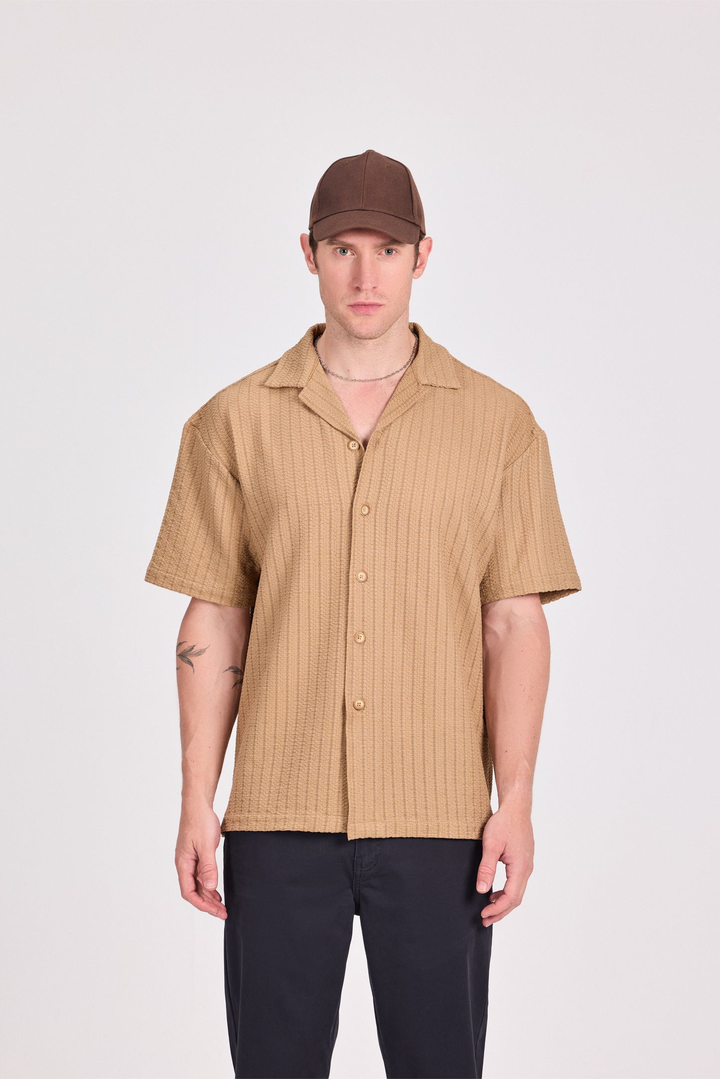 Lace-Knit Short Sleeve Shirt