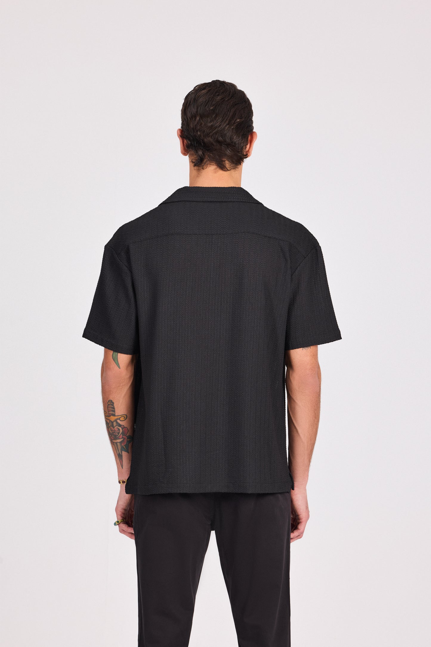 Lace-Knit Short Sleeve Shirt