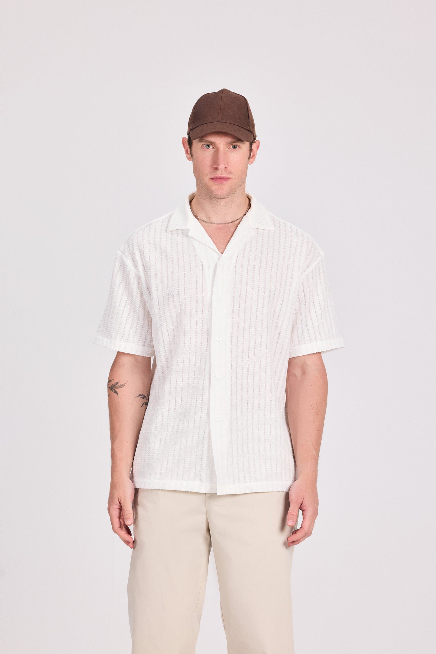 Lace-Knit Short Sleeve Shirt