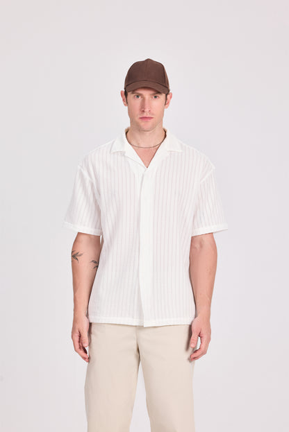 Lace-Knit Short Sleeve Shirt