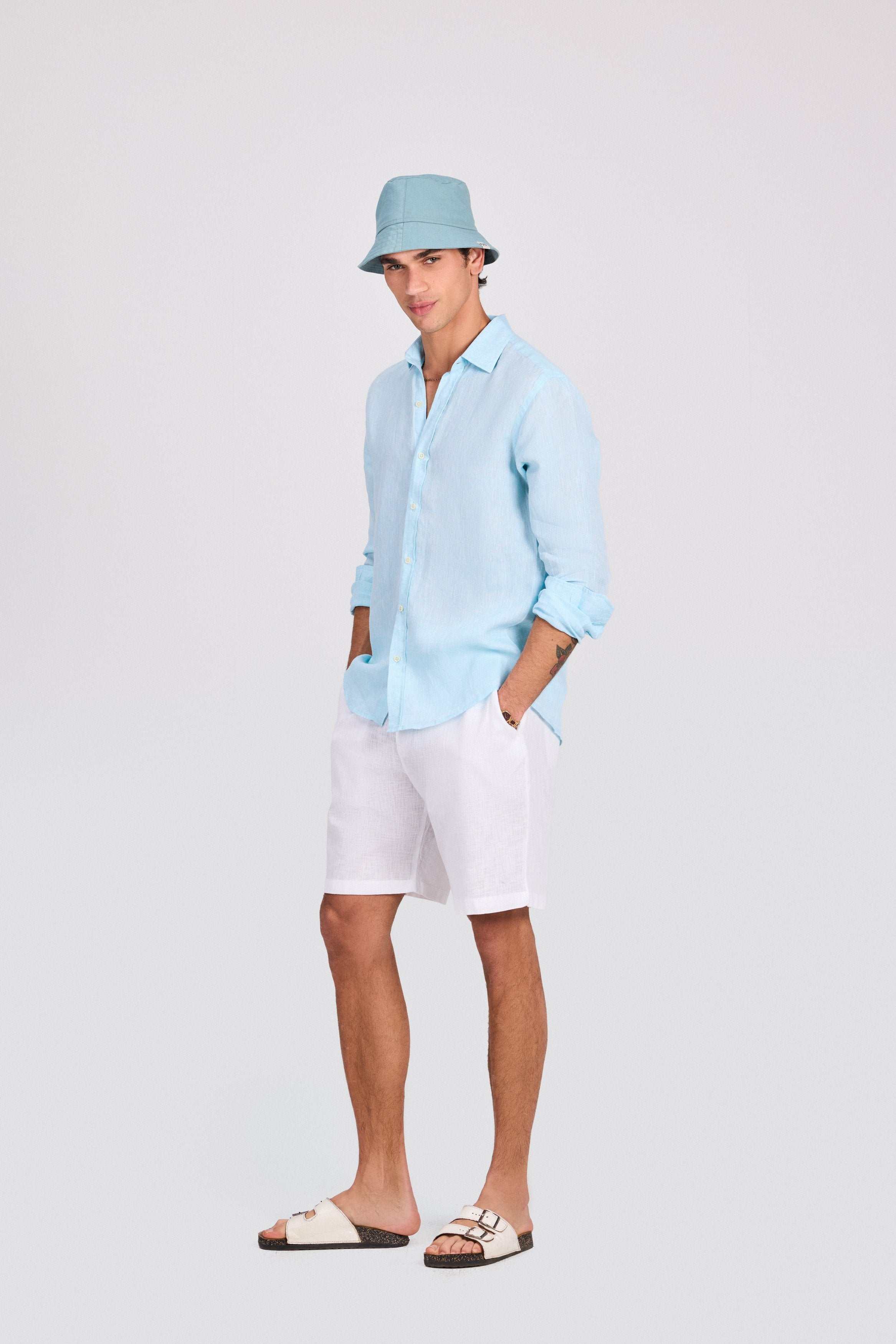 Turquoise Pure Linen Shirt