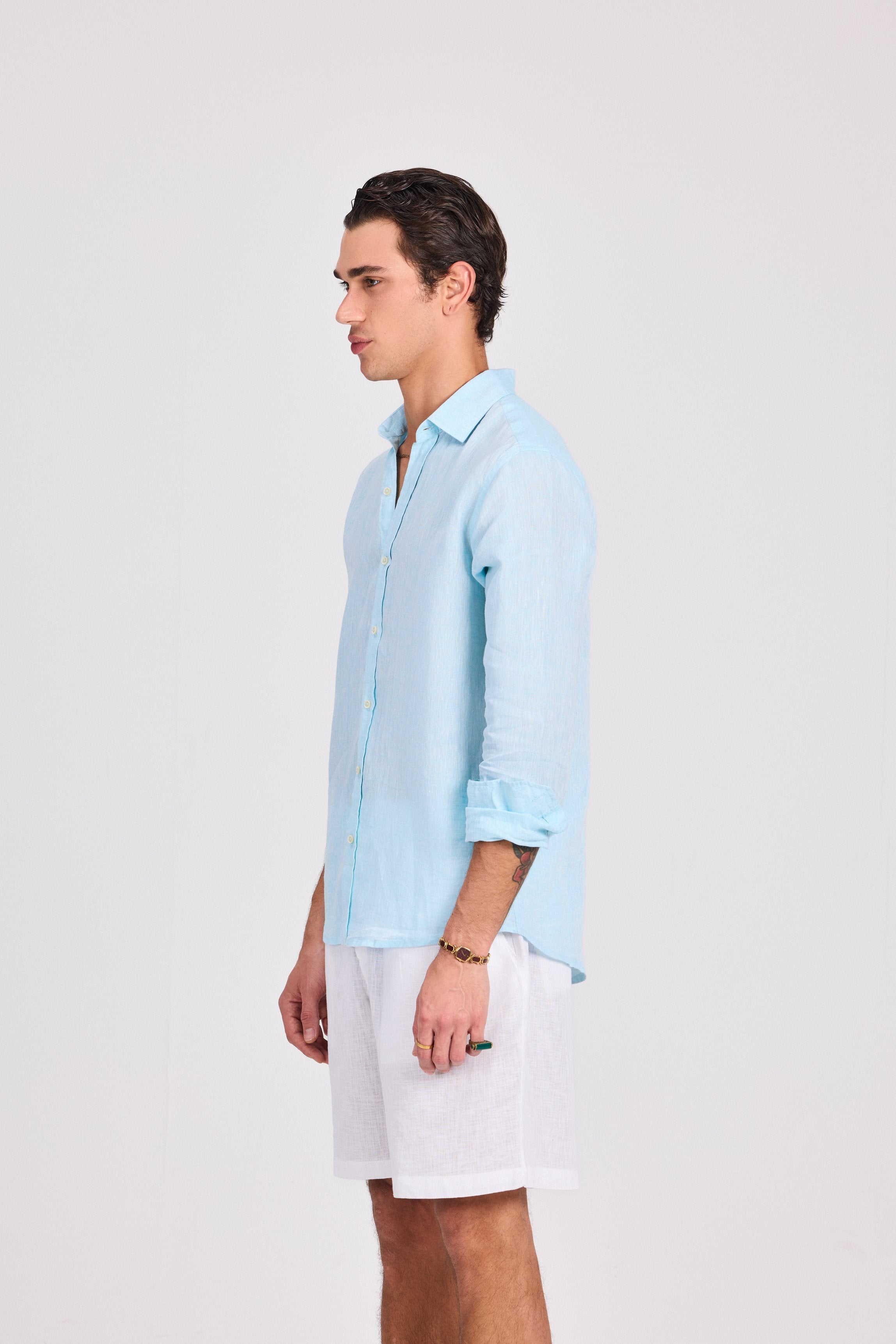 Turquoise Pure Linen Shirt