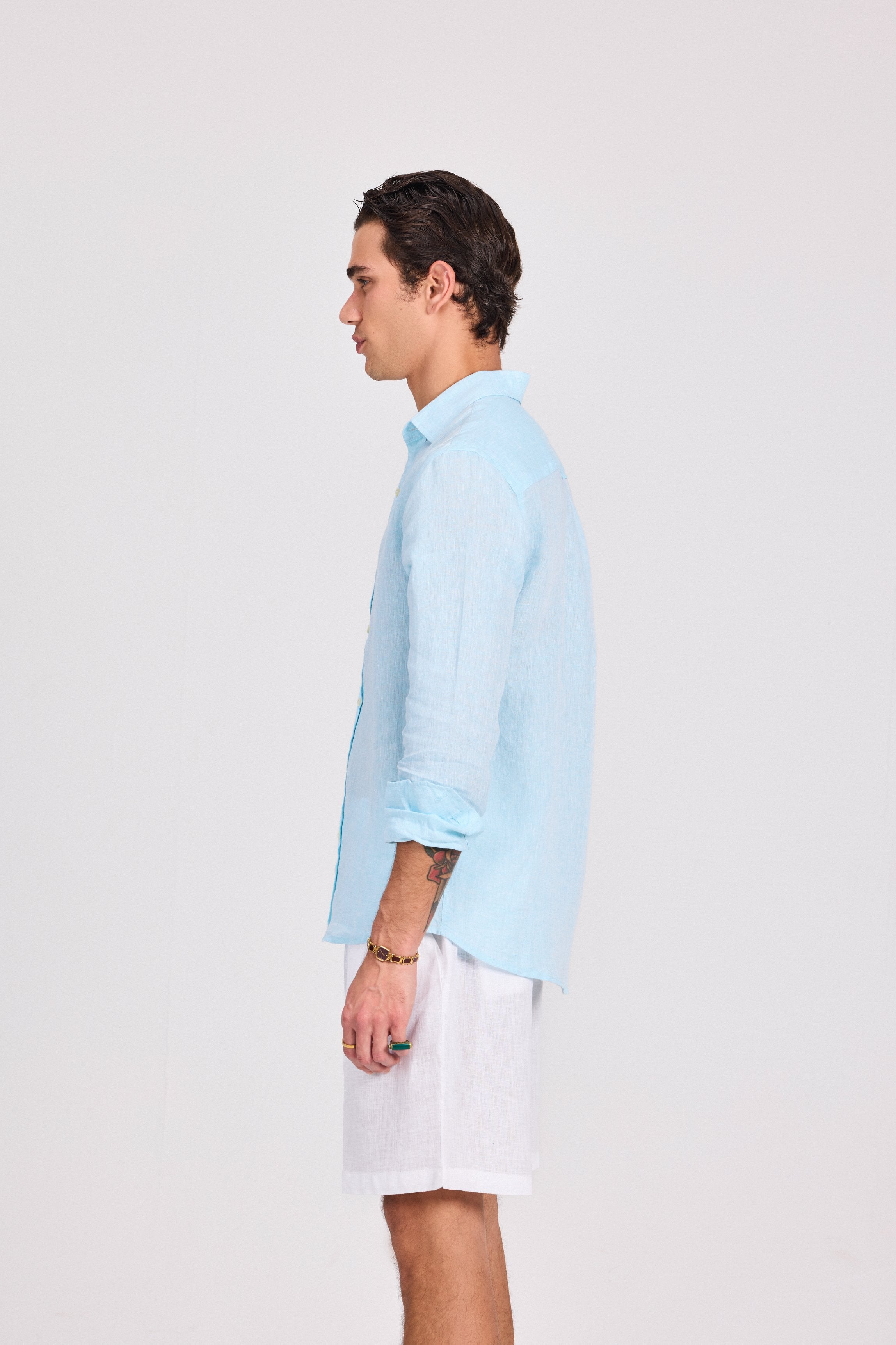 Turquoise Pure Linen Shirt