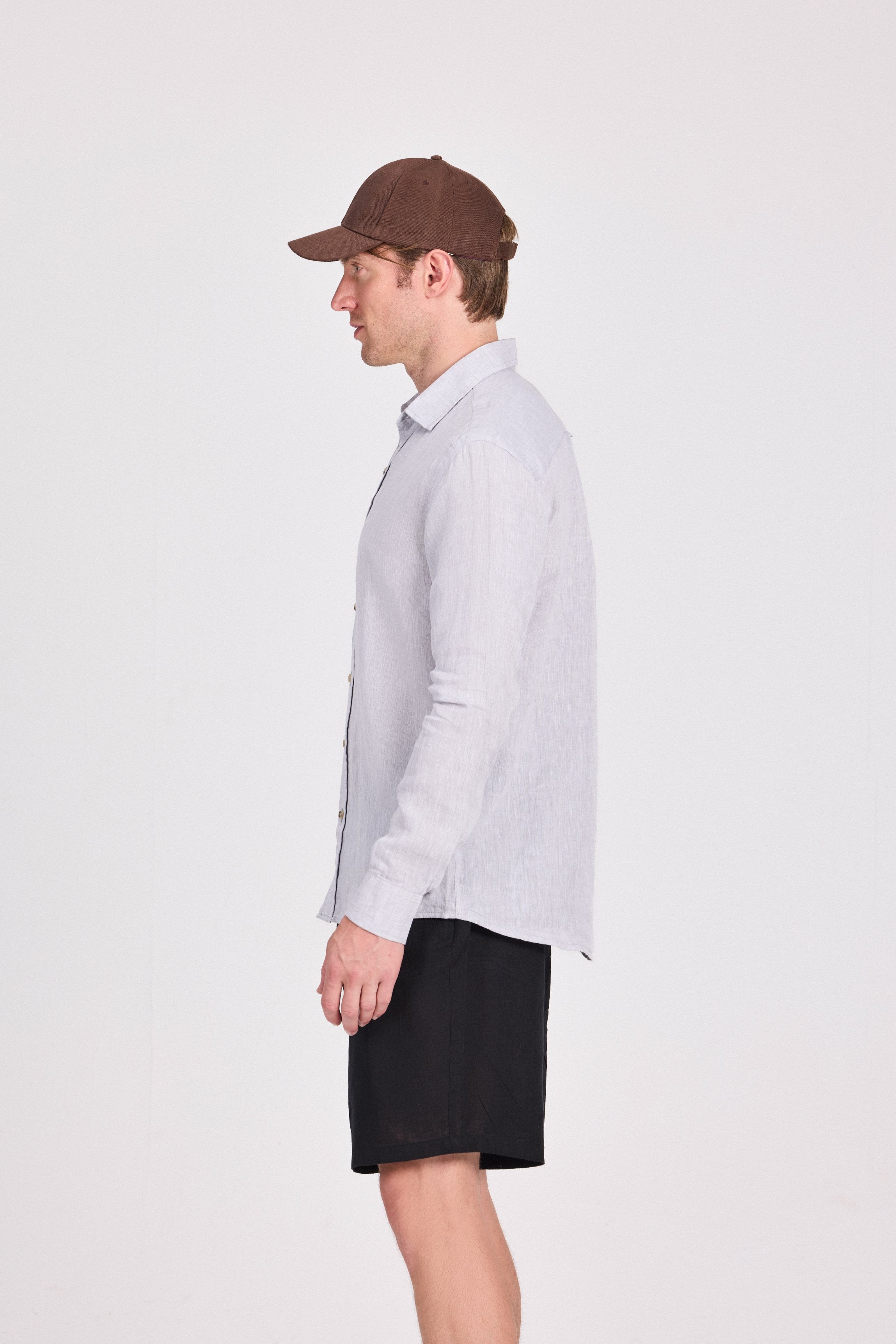 Grey Pure Linen Shirt