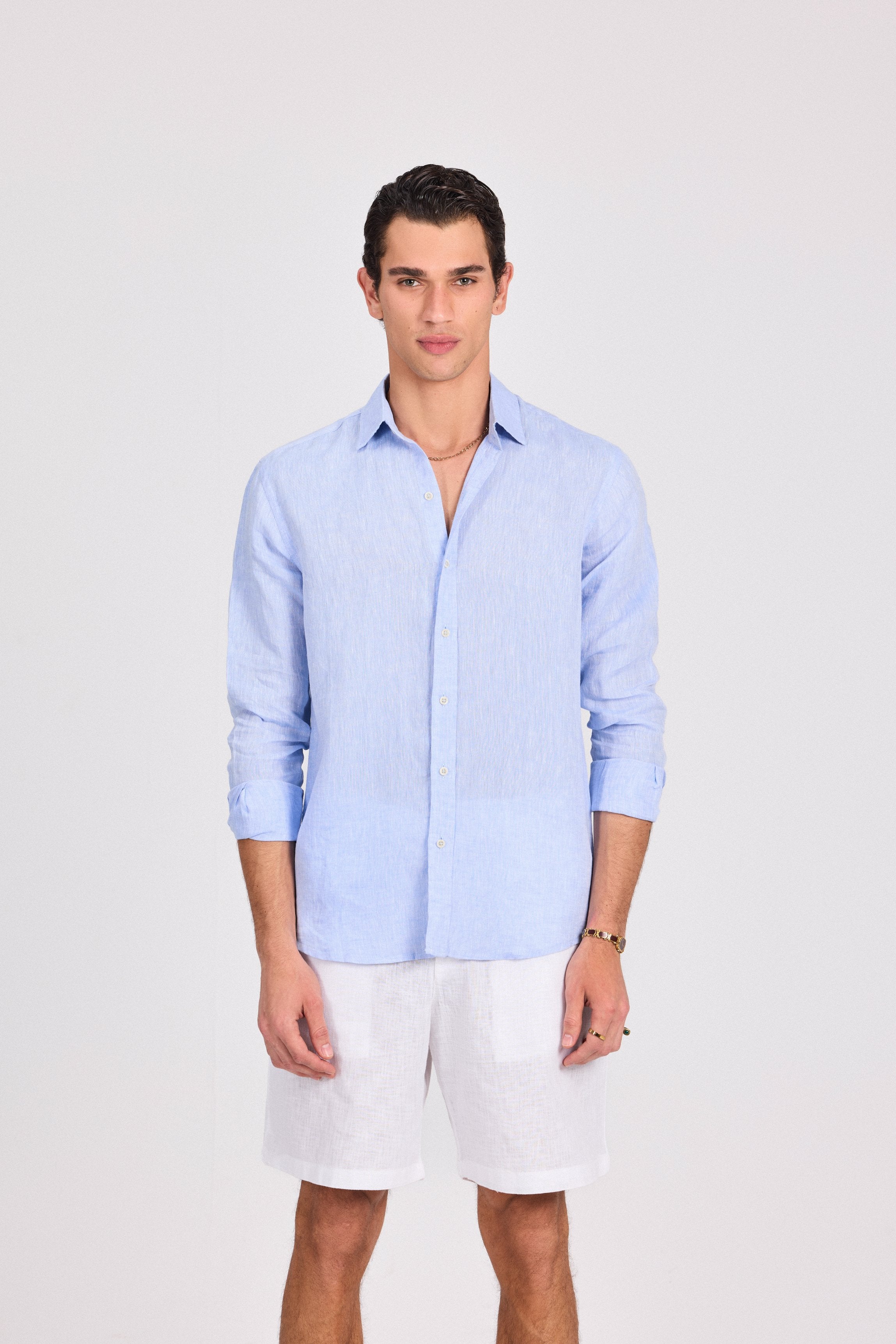 Blue Pure Linen Shirt