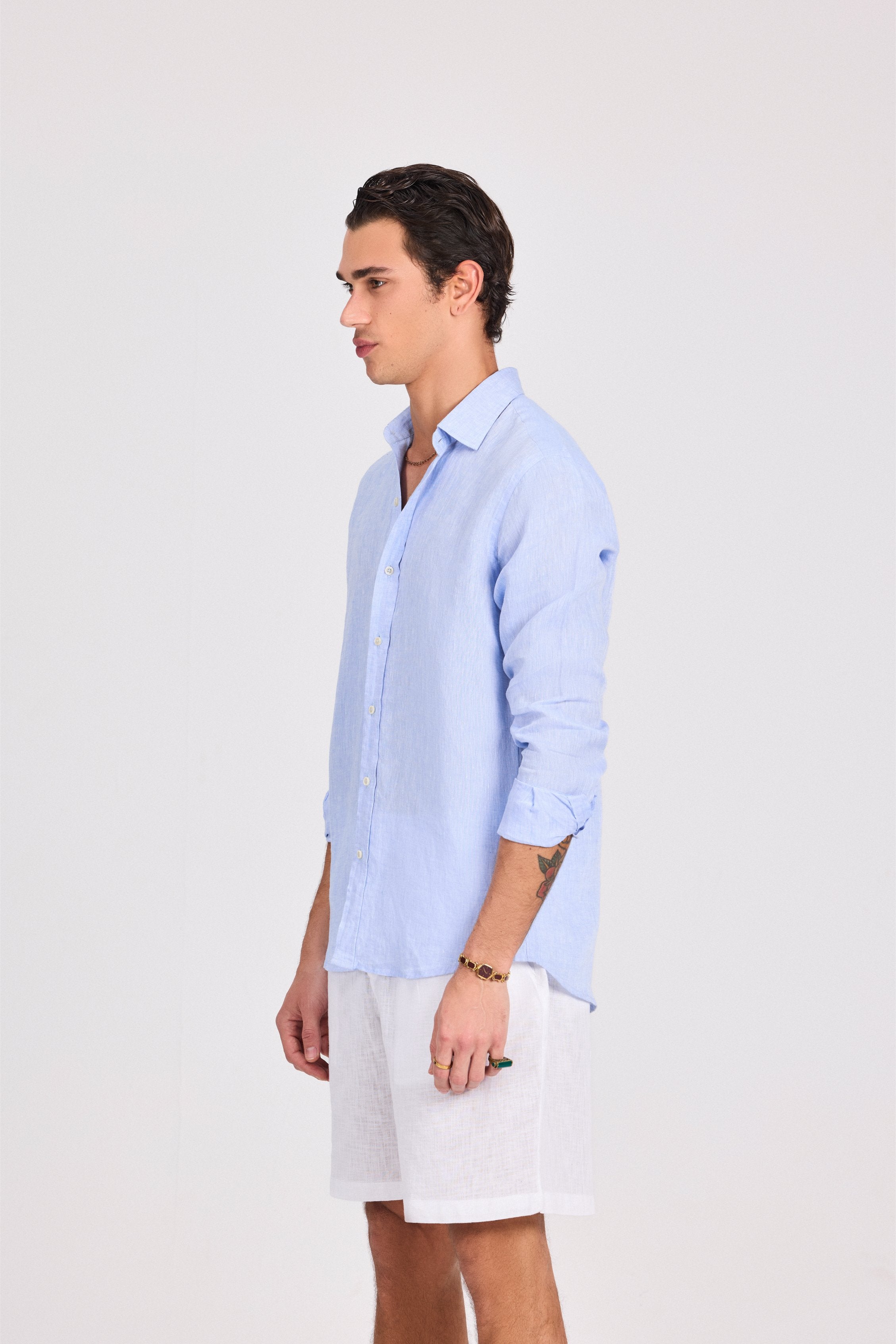 Blue Pure Linen Shirt
