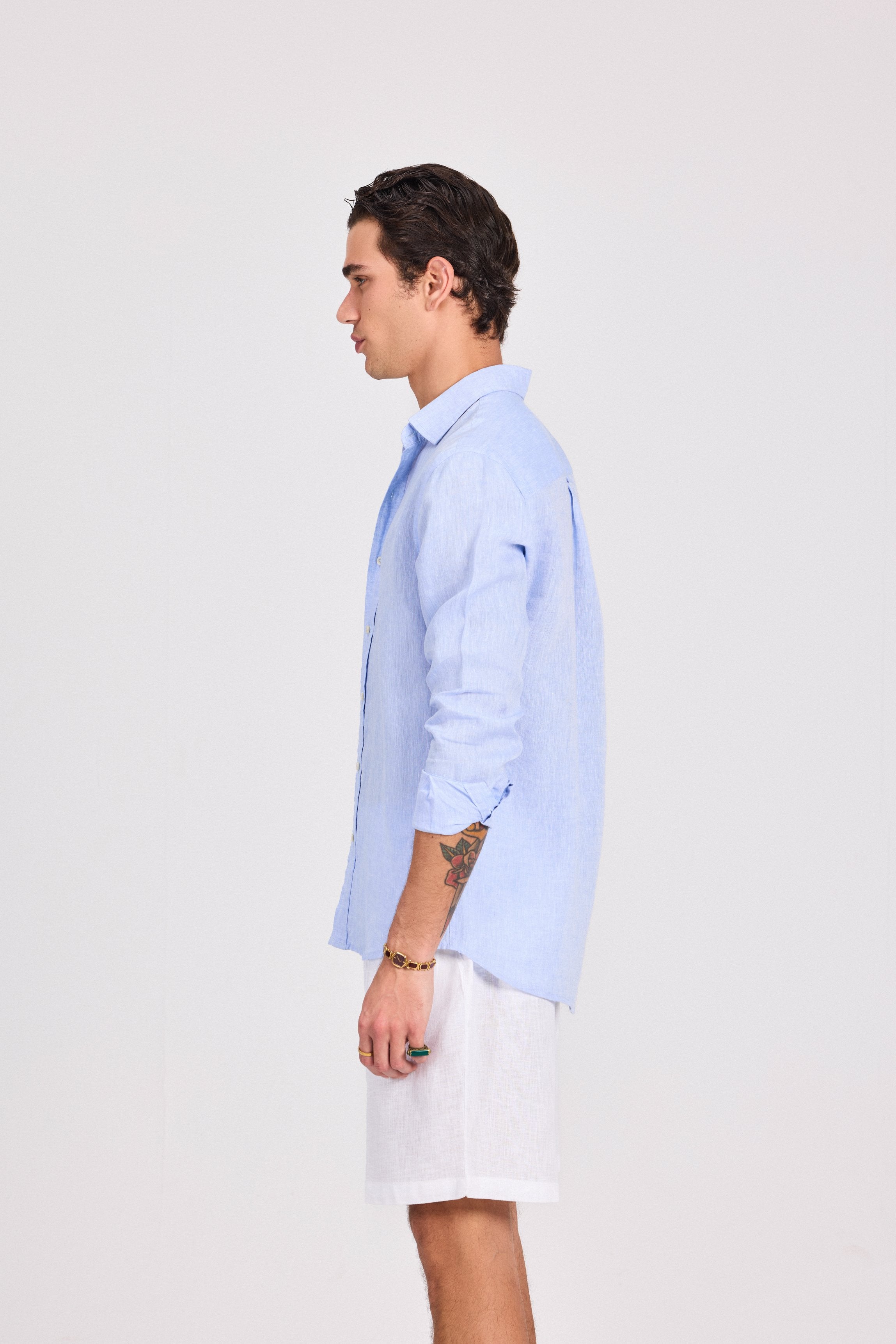 Blue Pure Linen Shirt