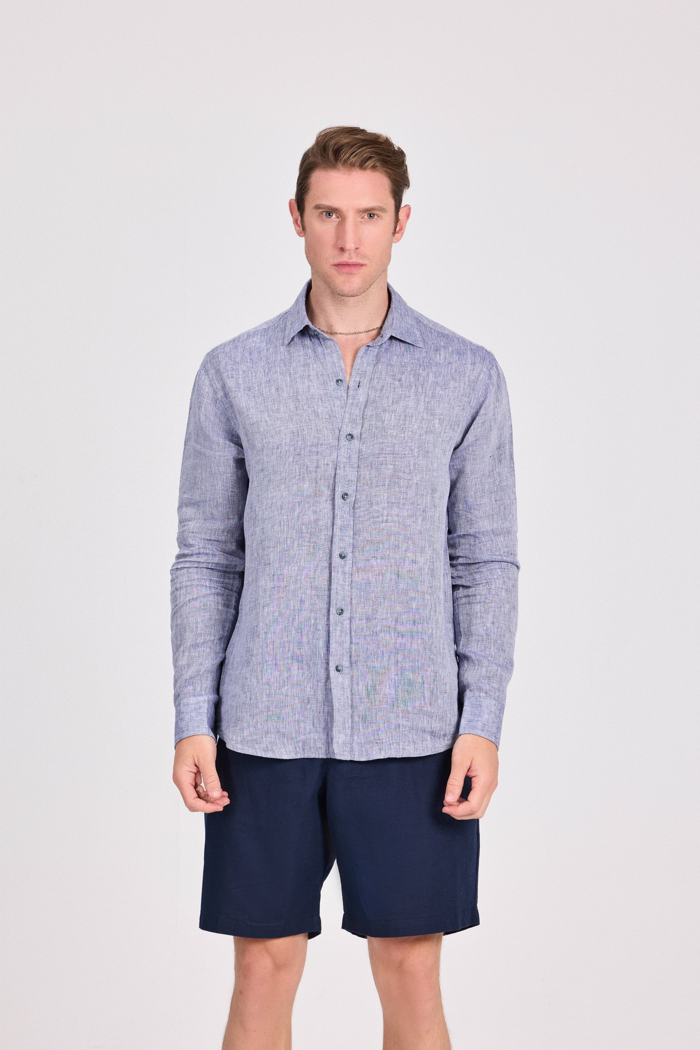 Indigo Pure Linen Shirt
