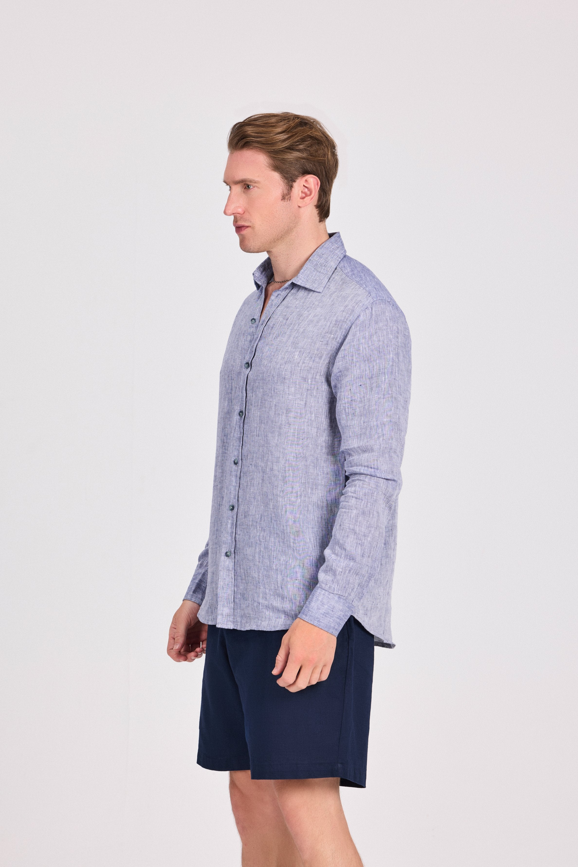 Indigo Pure Linen Shirt