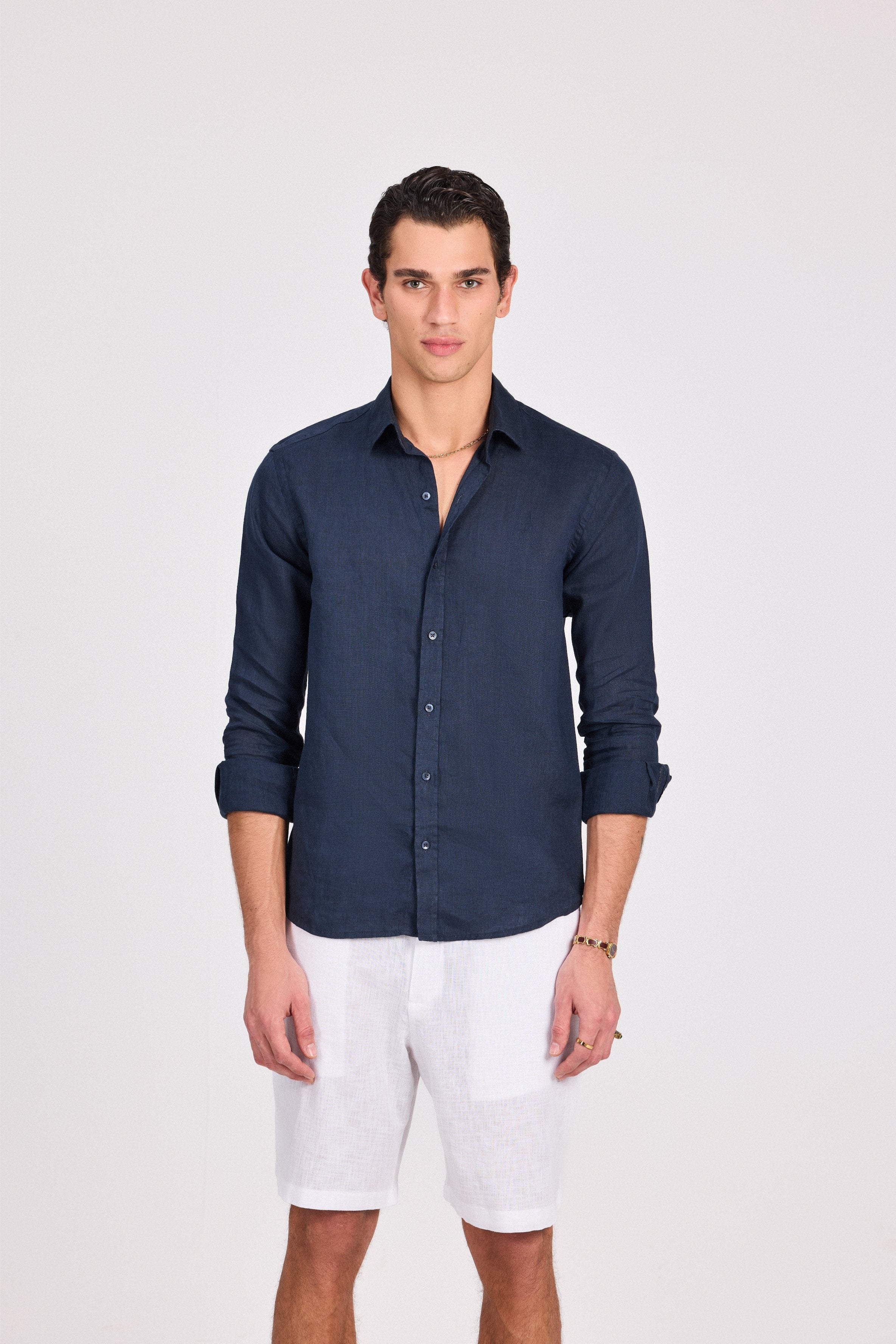 Dark Navy Pure Linen Shirt