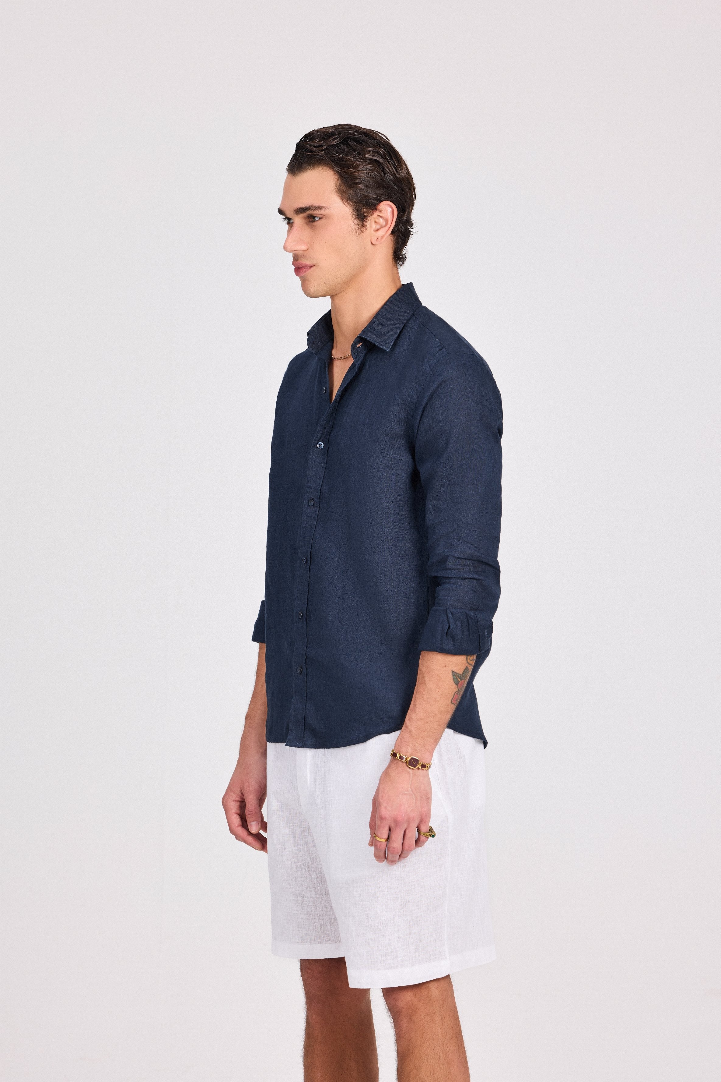 Dark Navy Pure Linen Shirt