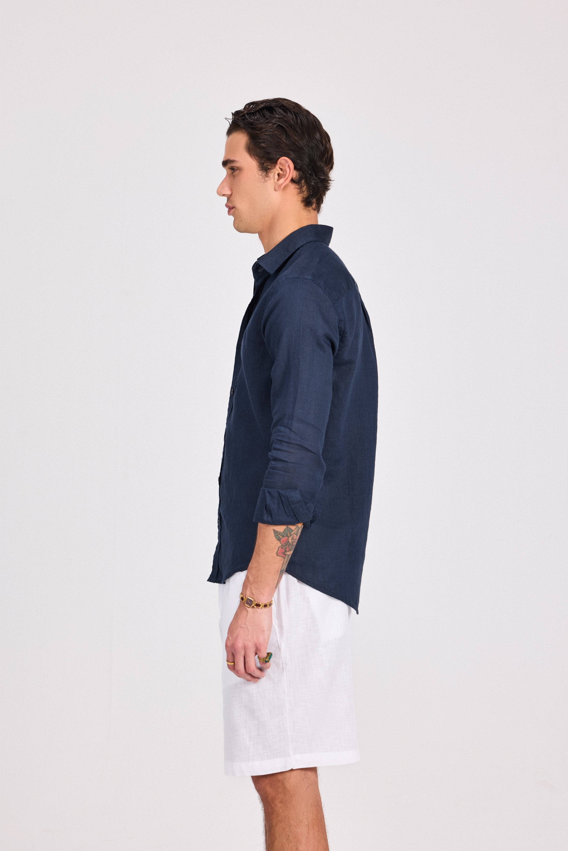Dark Navy Pure Linen Shirt