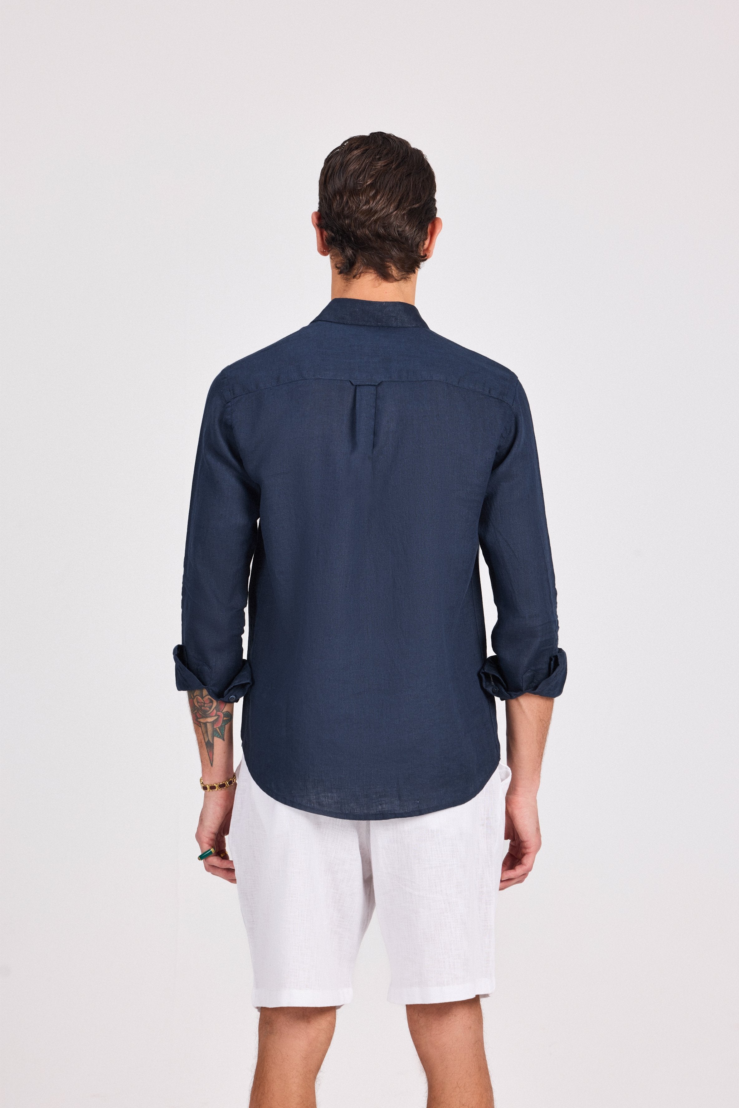 Dark Navy Pure Linen Shirt