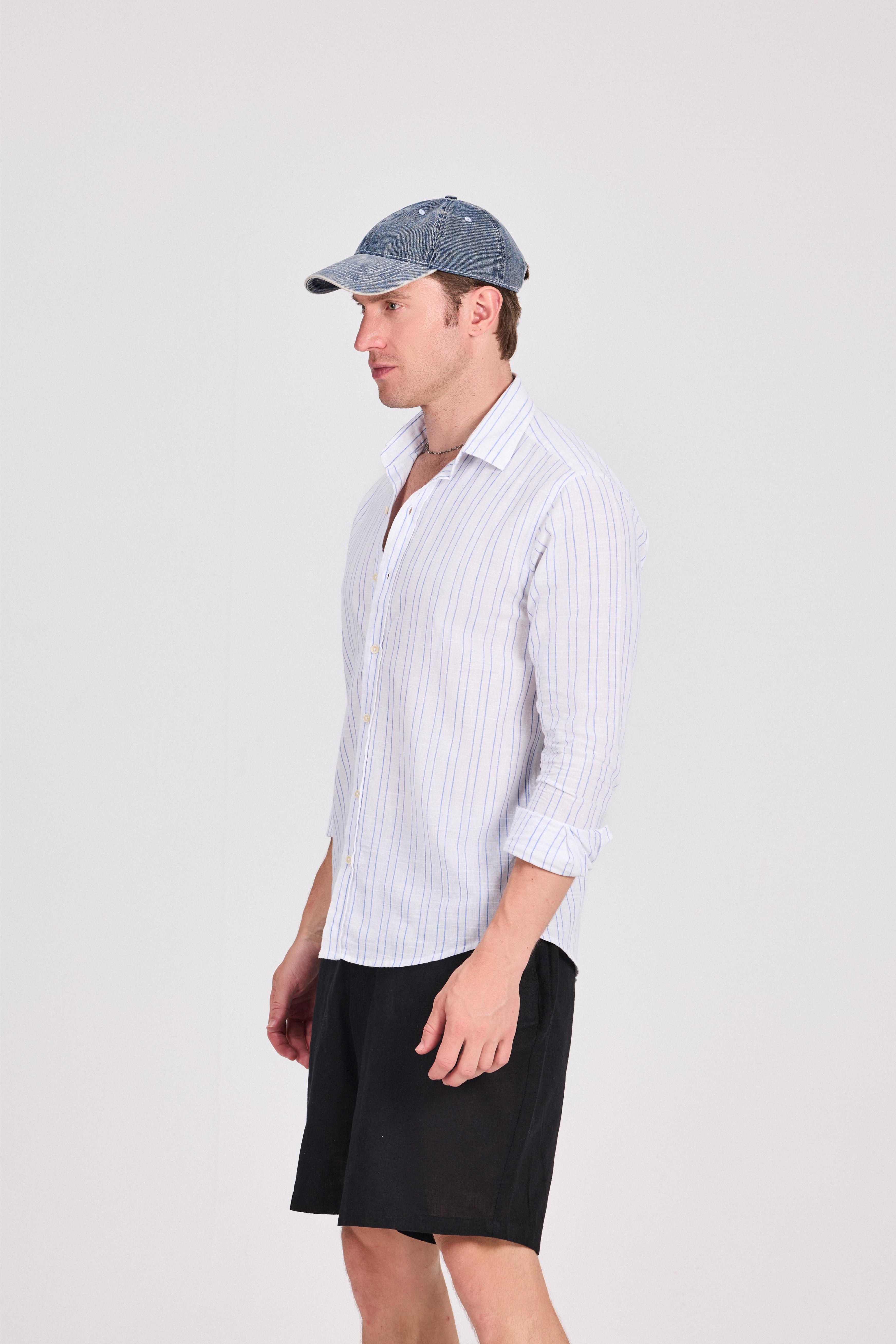 White Striped Linen-Cotton Shirt