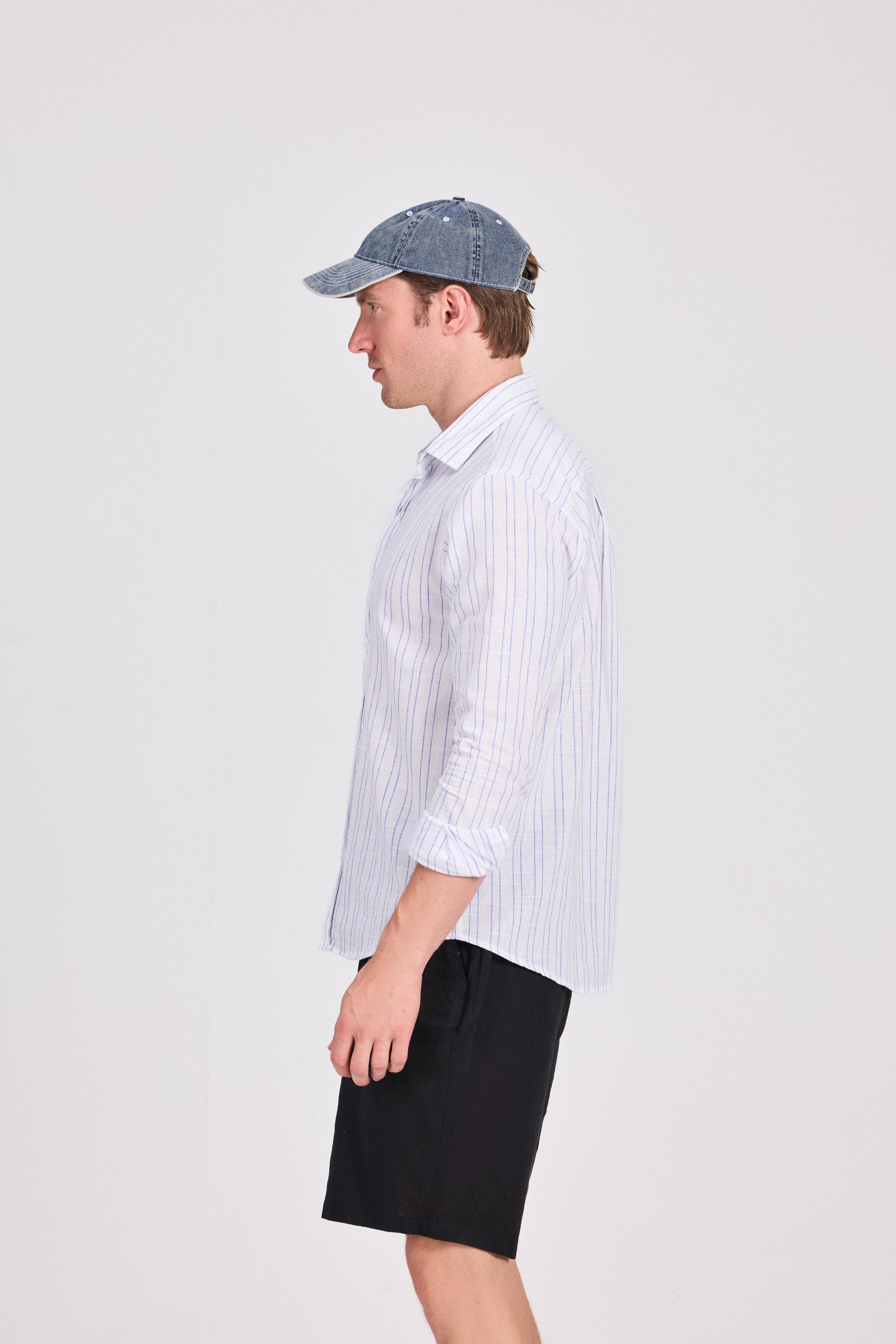 White Striped Linen-Cotton Shirt