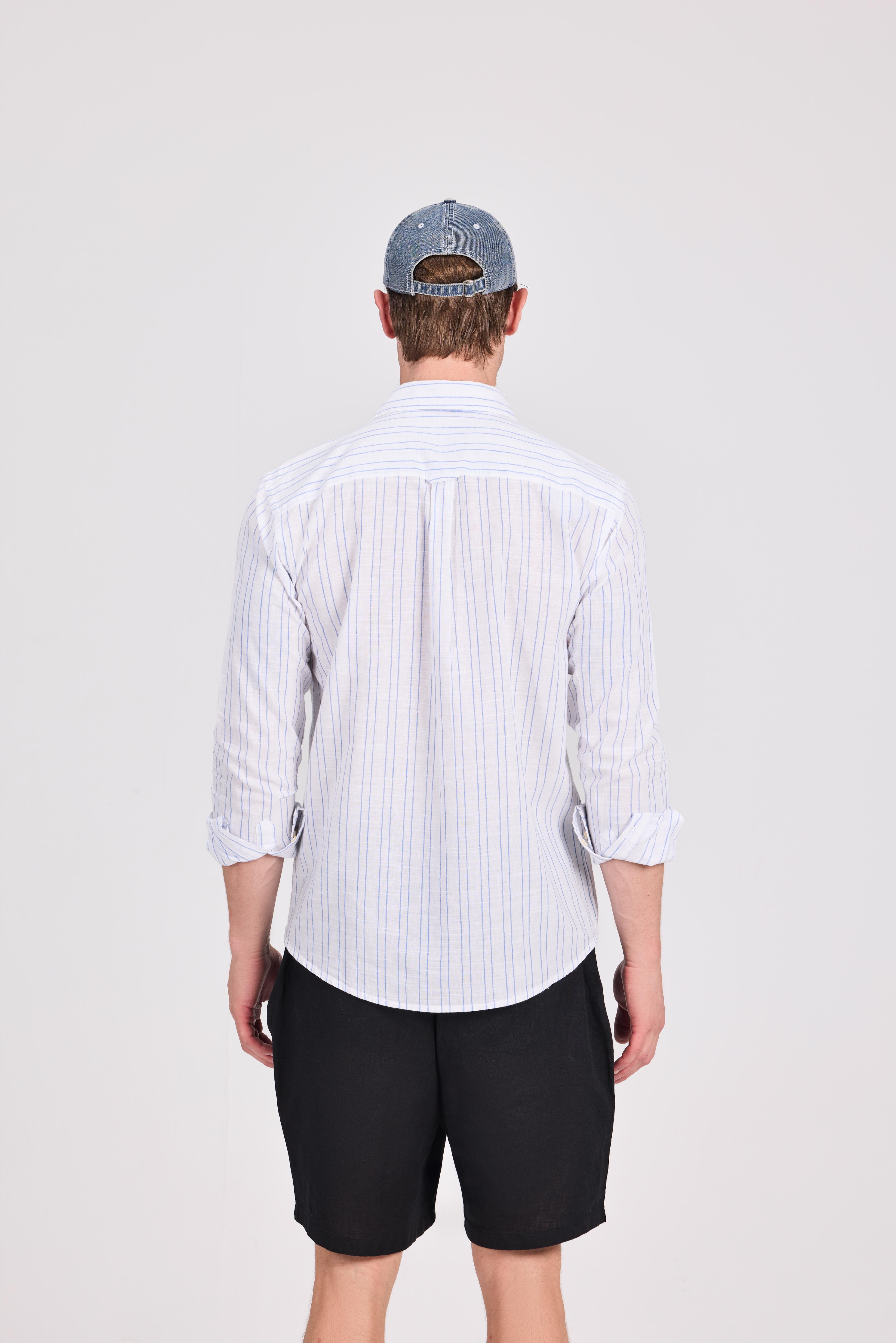 White Striped Linen-Cotton Shirt
