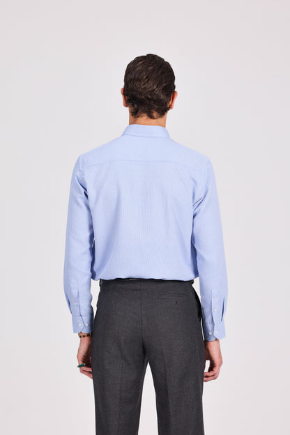 قميص رمادي أنيق كاجوال من البوليستر القطني الجاكار