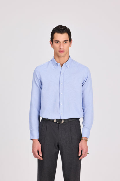 قميص رمادي أنيق كاجوال من البوليستر القطني الجاكار