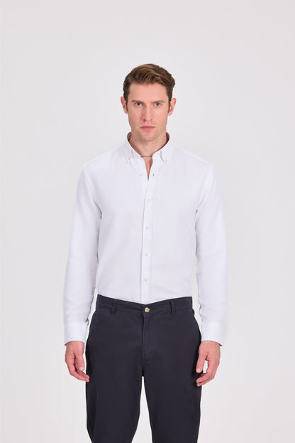 قميص رمادي أنيق كاجوال من البوليستر القطني الجاكار