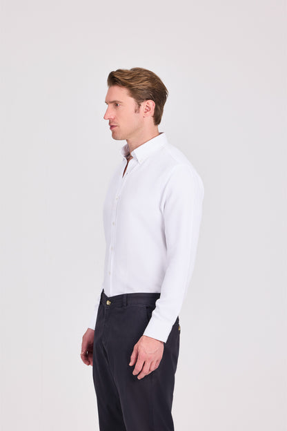 قميص رمادي أنيق كاجوال من البوليستر القطني الجاكار