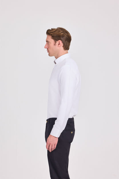 قميص رمادي أنيق كاجوال من البوليستر القطني الجاكار