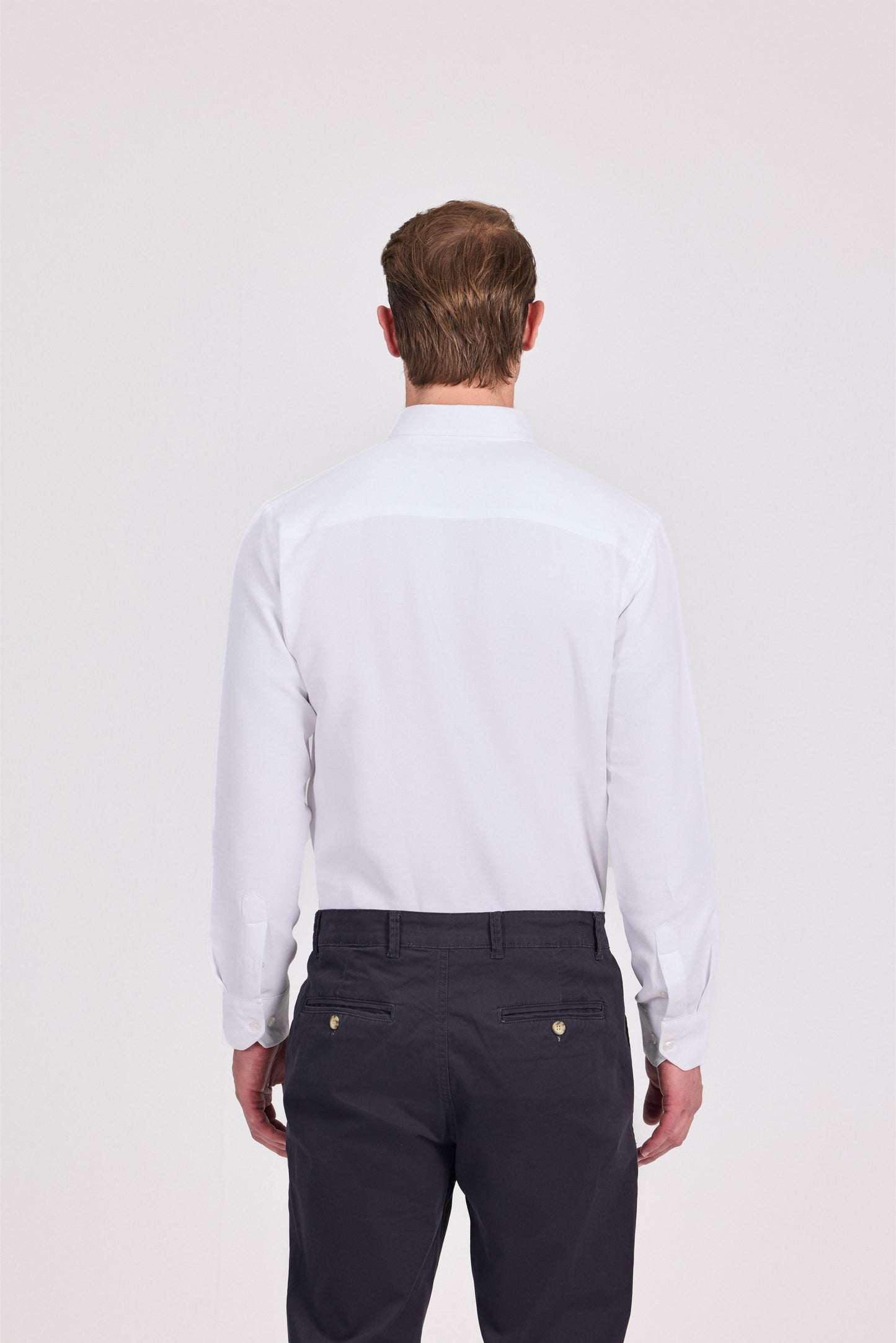 قميص رمادي أنيق كاجوال من البوليستر القطني الجاكار